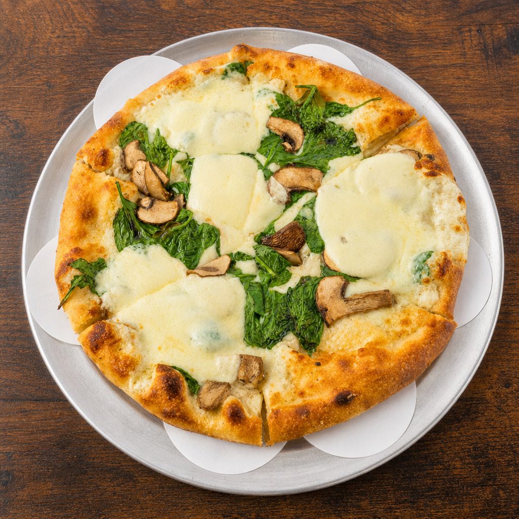 Spinach & Mushrooms Pizza.