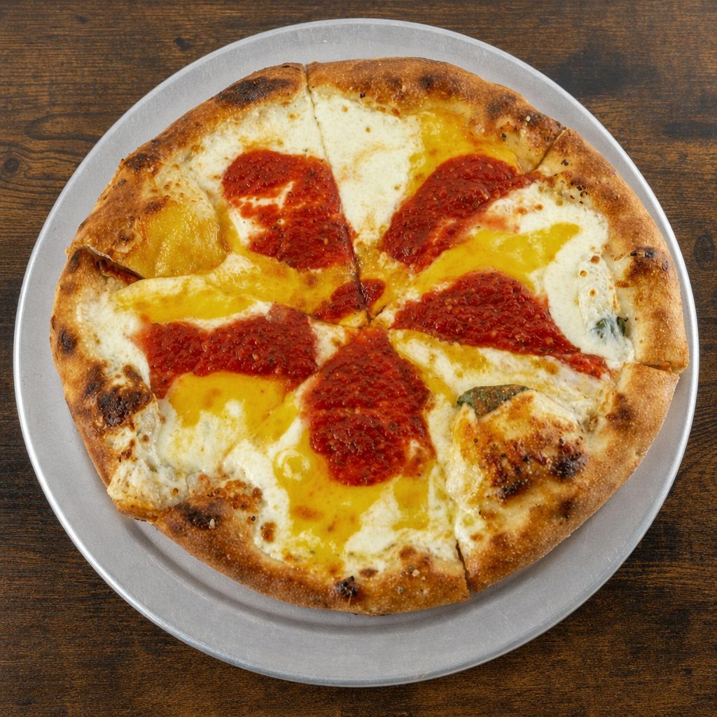 Mama's Famous 4 Cheese Pizza.