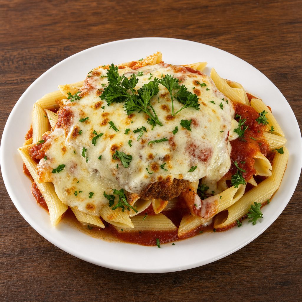 Chicken Baked Mostaccioli.