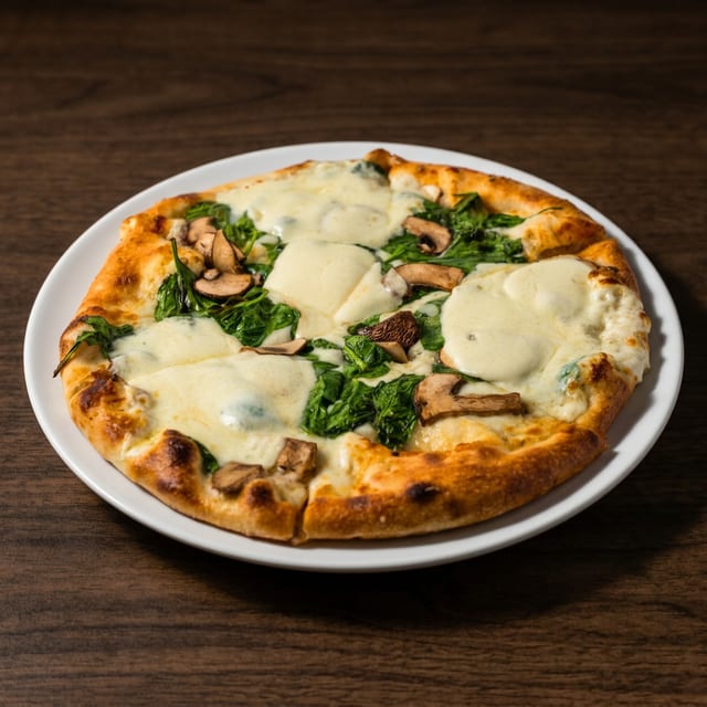 Spinach & Mushroom Pizza.